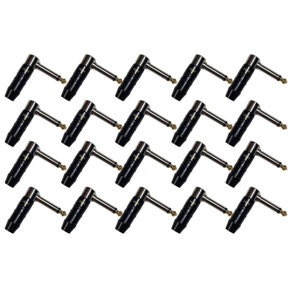 Kit 20 Plug P10 Macho Mono Em L Cromo 90º Profissional Hjh