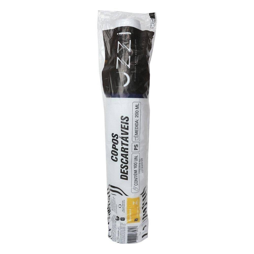Copo Descartável Uzzi Branco PS 200ml - 25 Embalagem com 100 Unidades