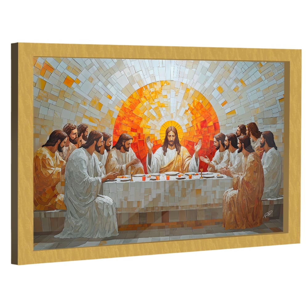 Quadro Decorativo Santa Ceia Estilo Geométrica
