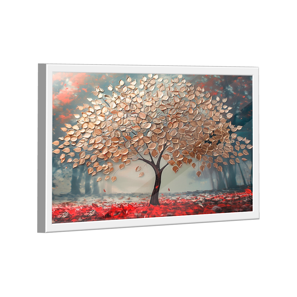 Quadro Decorativo Árvore Dourada com Lindas Folhas
