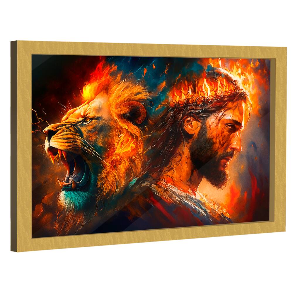 Quadro Decorativo Leão de Judá e Cristo