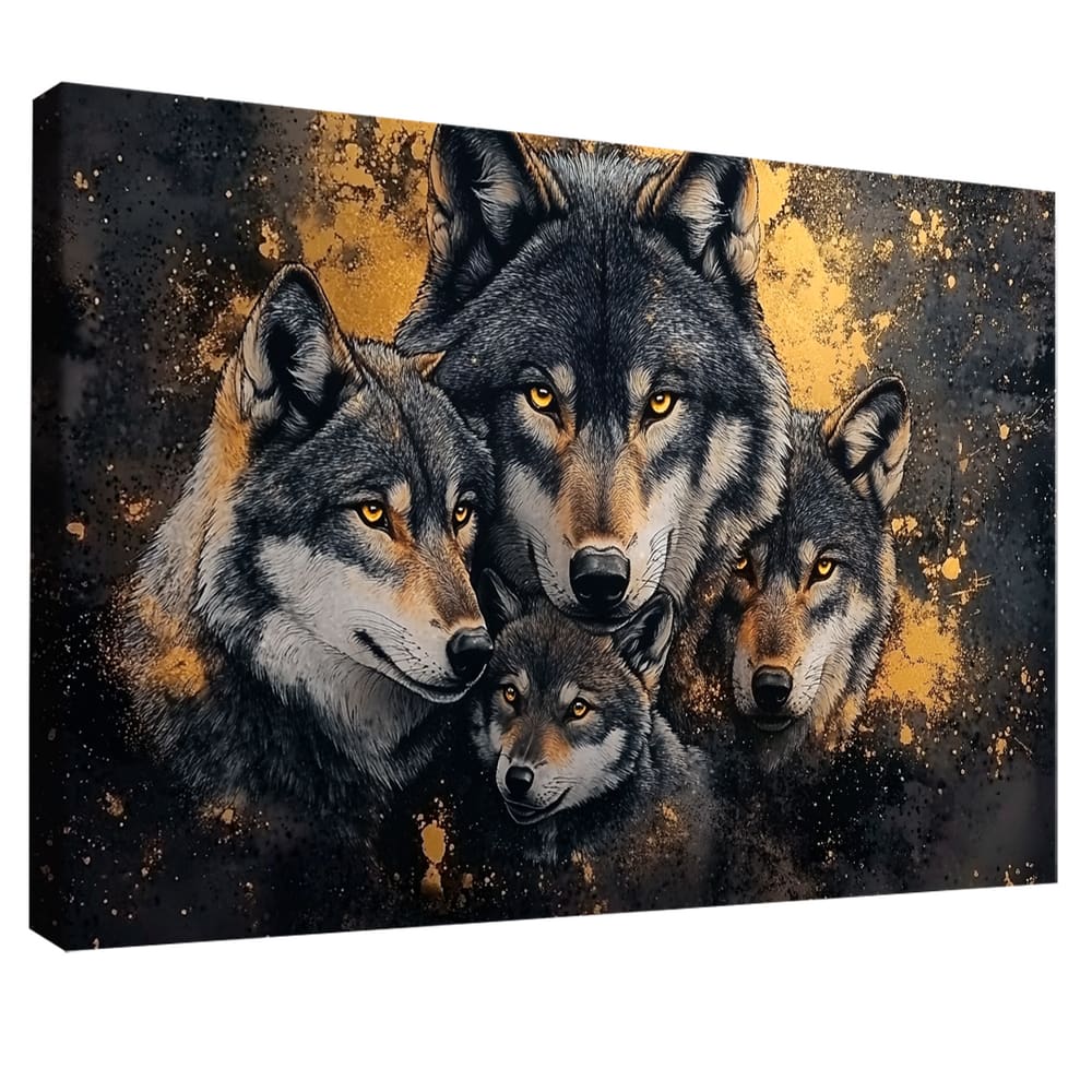 Quadro Decorativo Família de Lobos