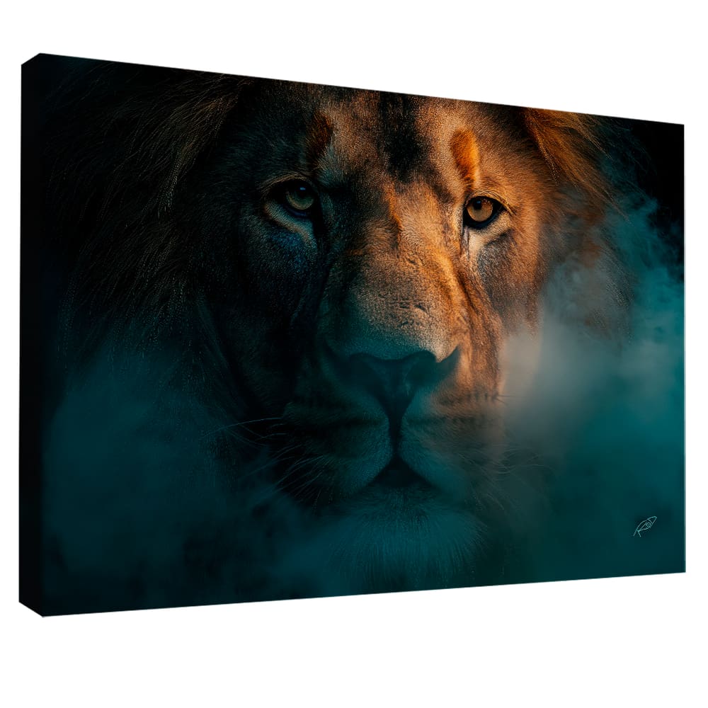 Quadro Decorativo Leão na Fumaça