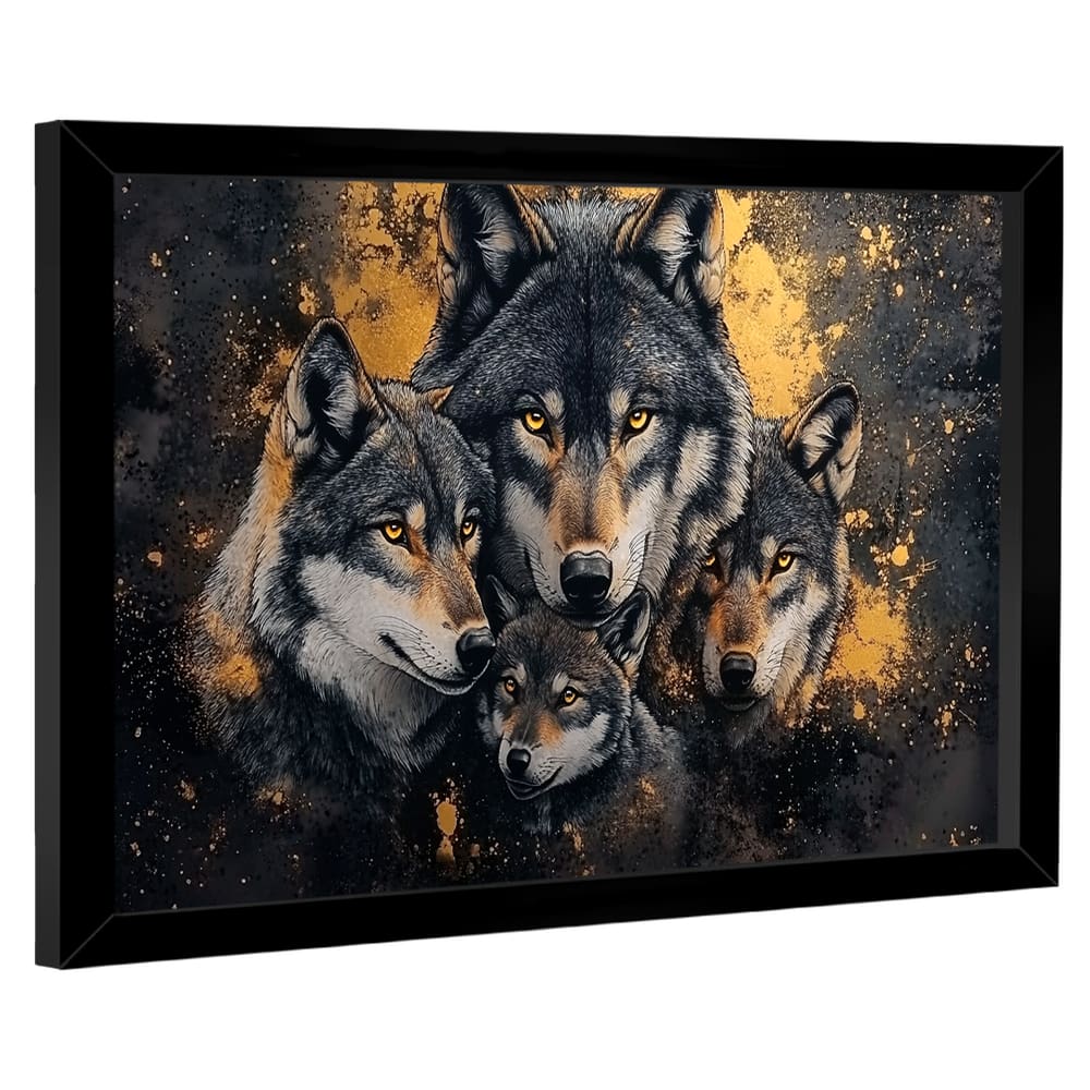 Quadro Decorativo Família de Lobos
