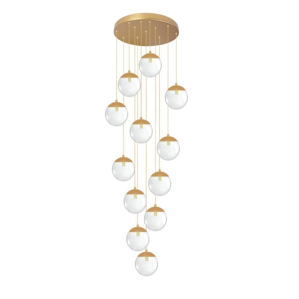 Pendente Moderno Dourado 60Cm Pé Direito Alto Sala Escada Vi