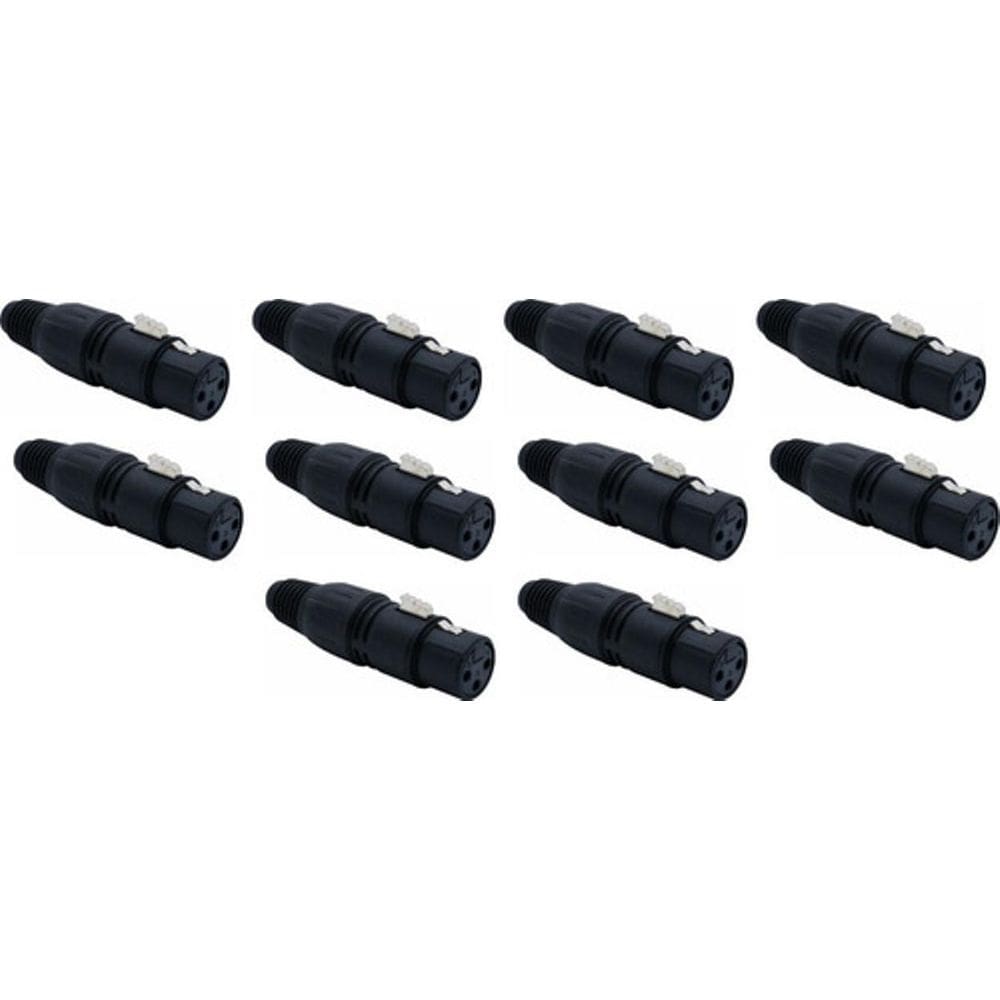 Kit 10 Conector Xlr Canon Femea Preto Sk013 Csr