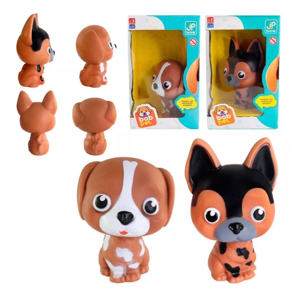 Cachorrinho Brinquedo Infantil Bob Pet Vinil Macio Diversão