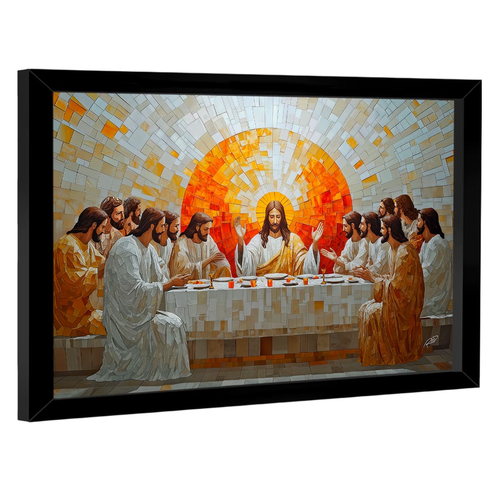 Quadro Decorativo Santa Ceia Estilo Geométrica
