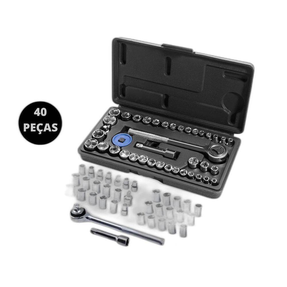 Chave Catraca Reversível E Jogo De Soquetes 40 Peças