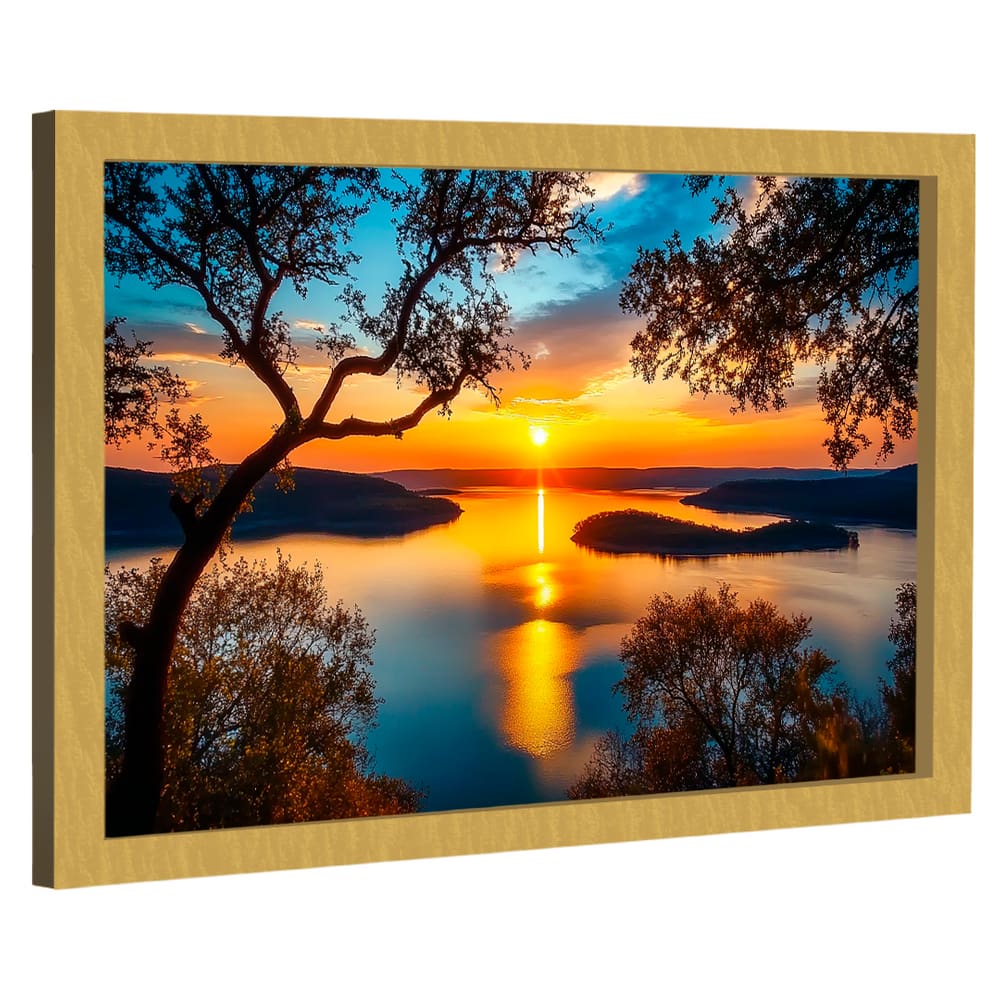 Quadro Decorativo Pôr do Sol no Lago