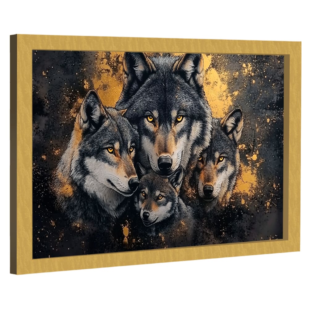 Quadro Decorativo Família de Lobos