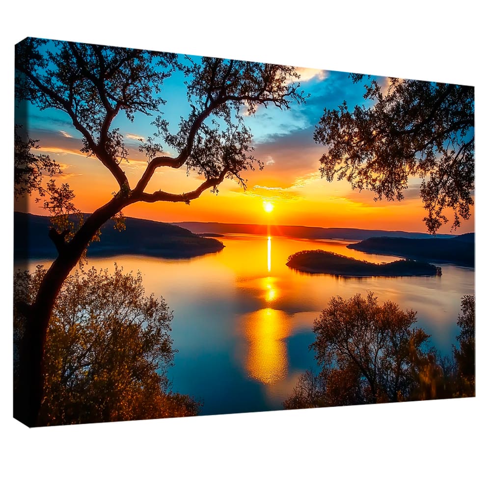 Quadro Decorativo Pôr do Sol no Lago