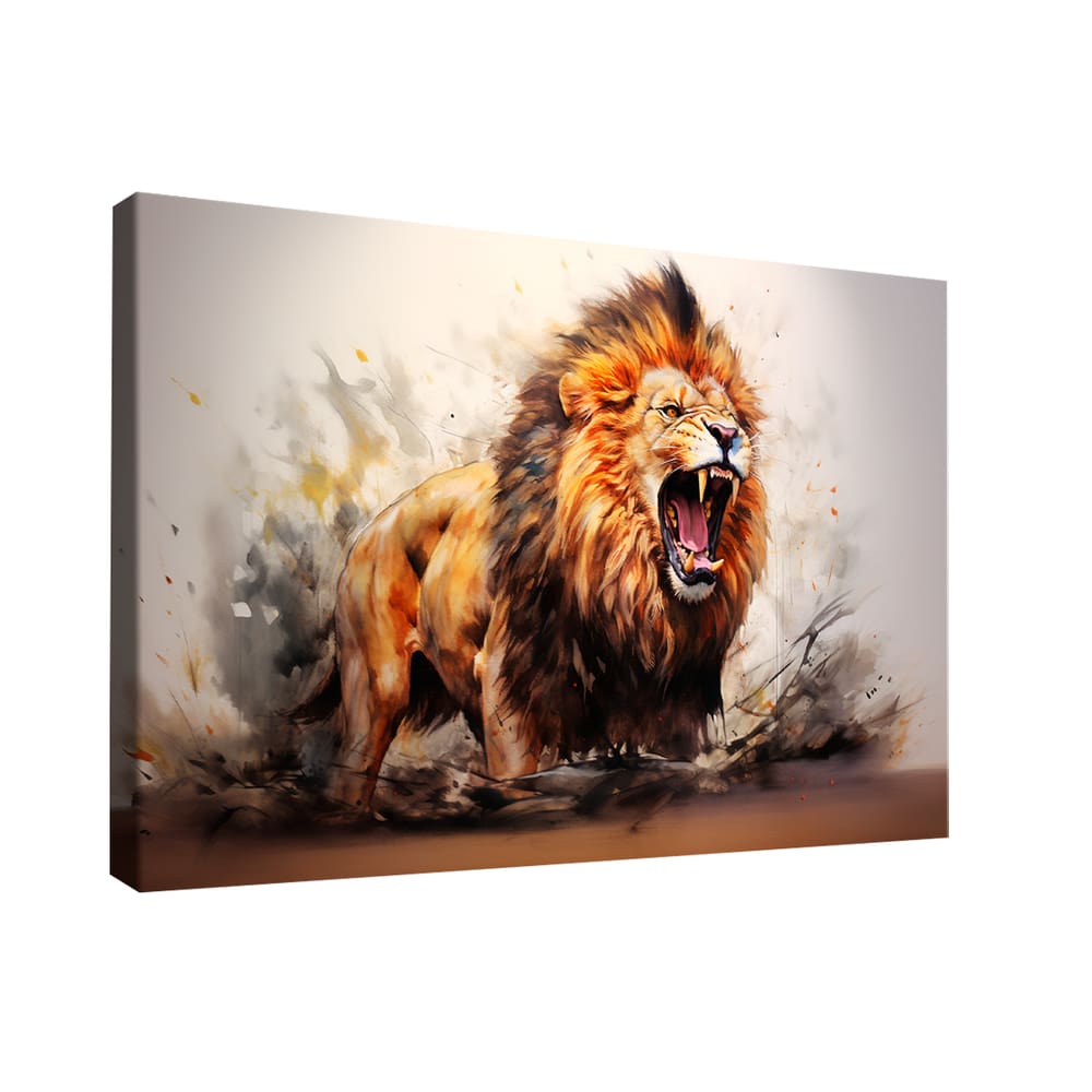 Quadro Decorativo  Leão Majestoso Aquarela