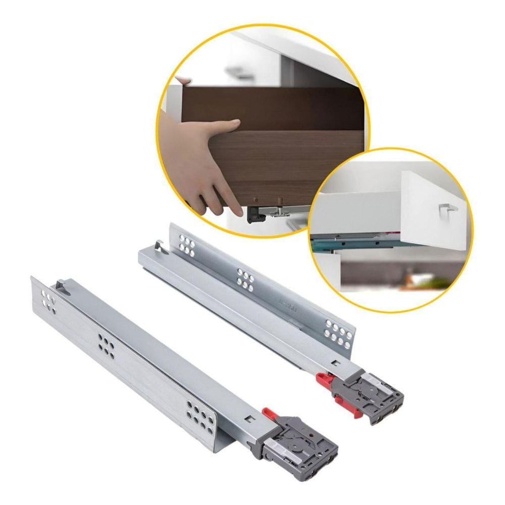 Par Corrediça Telescópica Oculta 45Cm Gaveta Amortecedor