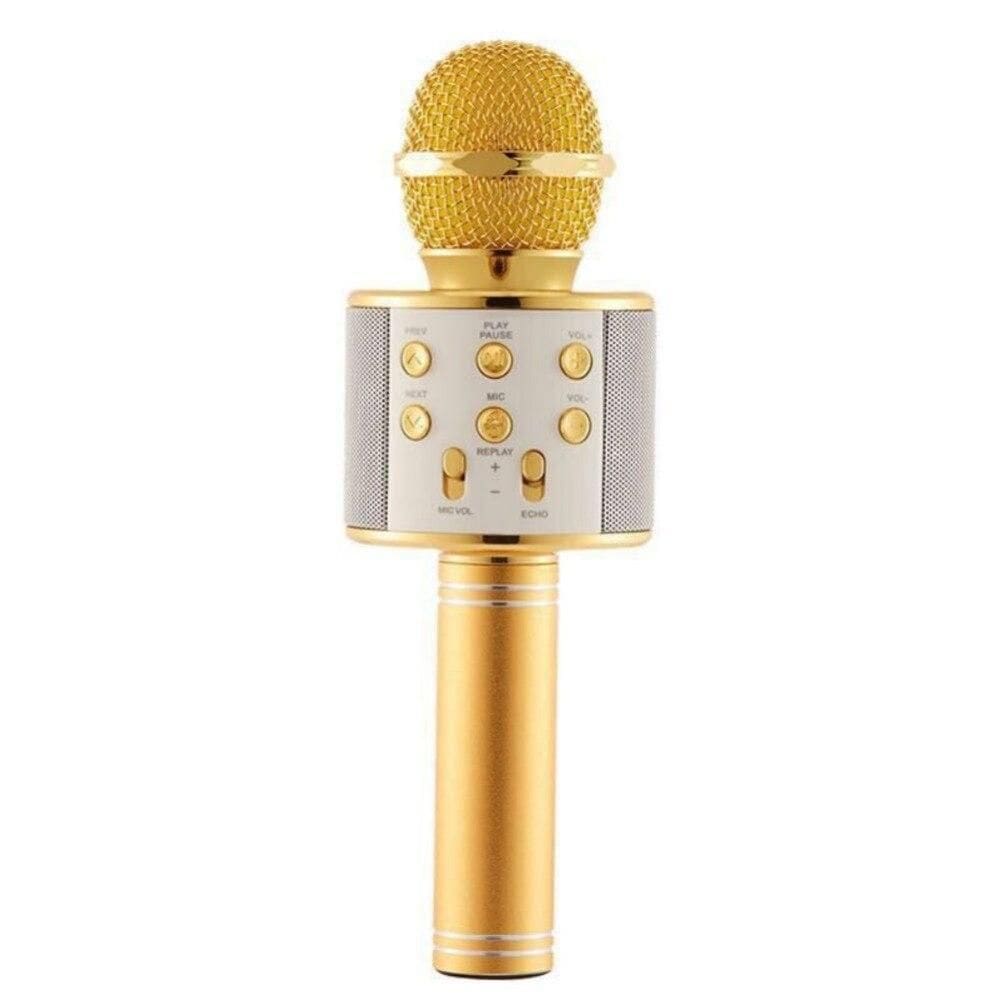 Microfone Ws-858 Bluetooth Gold Sem Fio Alto-Falante Homolog