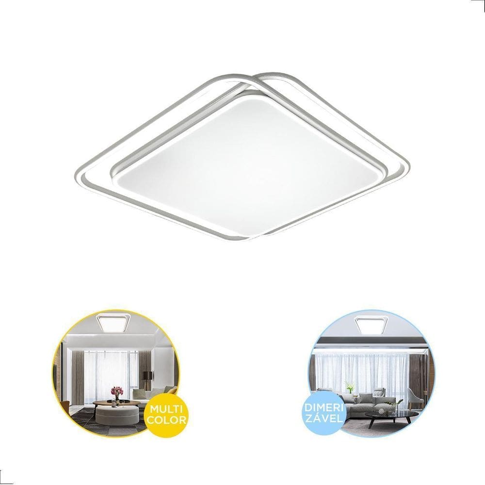 Plafon Moderno Led Branco Com Controle Dimmer 72W