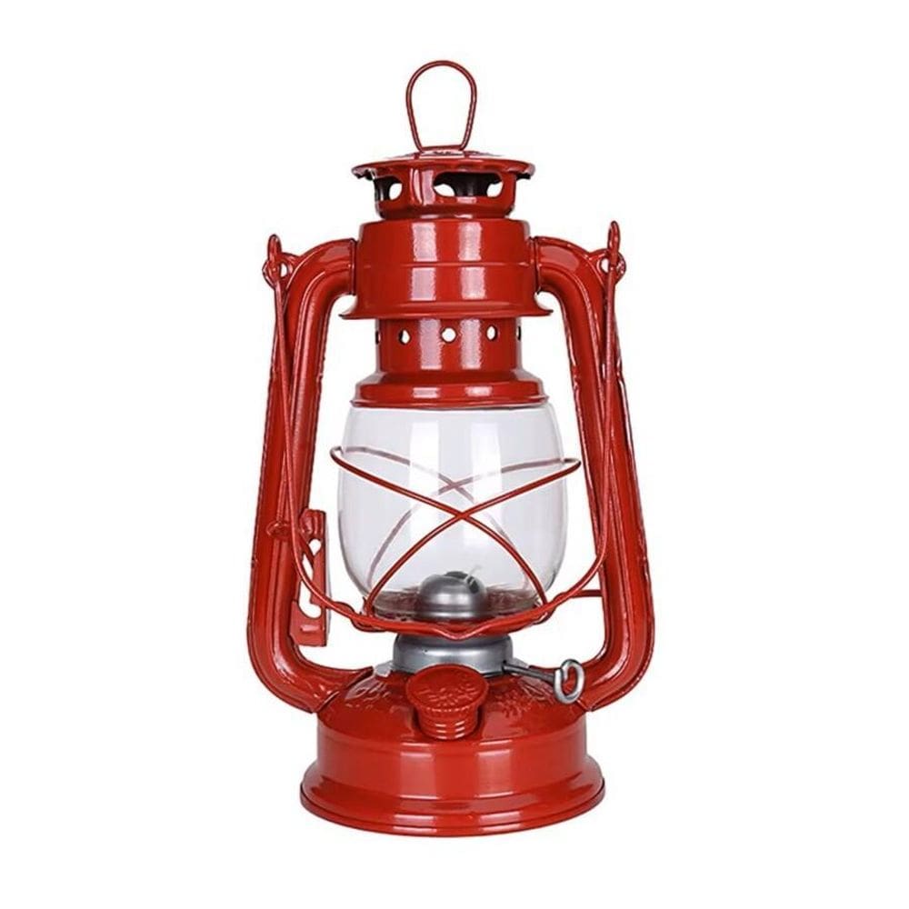 Lampião Querosene 24Cm Lamparina 200Ml Luminária -Vermelho