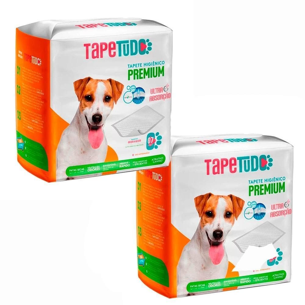Kit 2Un. Tapete Higiênico Tapetudo Cães 80X60Cm 7 Unidades