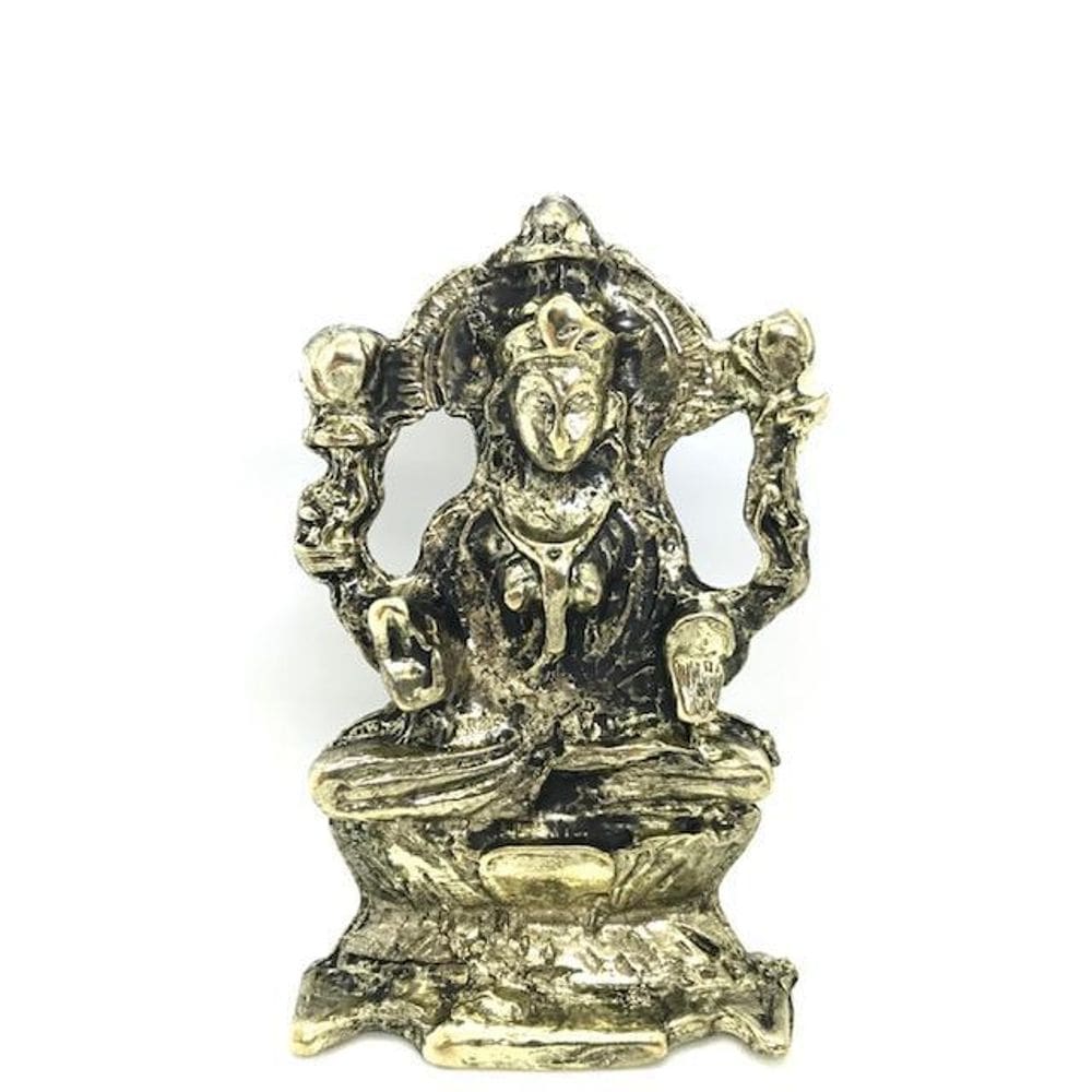Escultura Lakshimi Meditando Dourada 9 Cm Em Metal