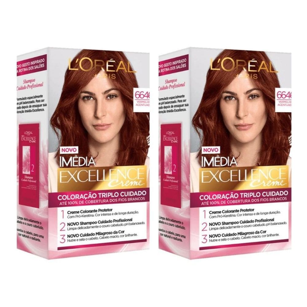 Coloraçao Imedia 6.646 Vermelho Acentuado - Kit Com 2Un