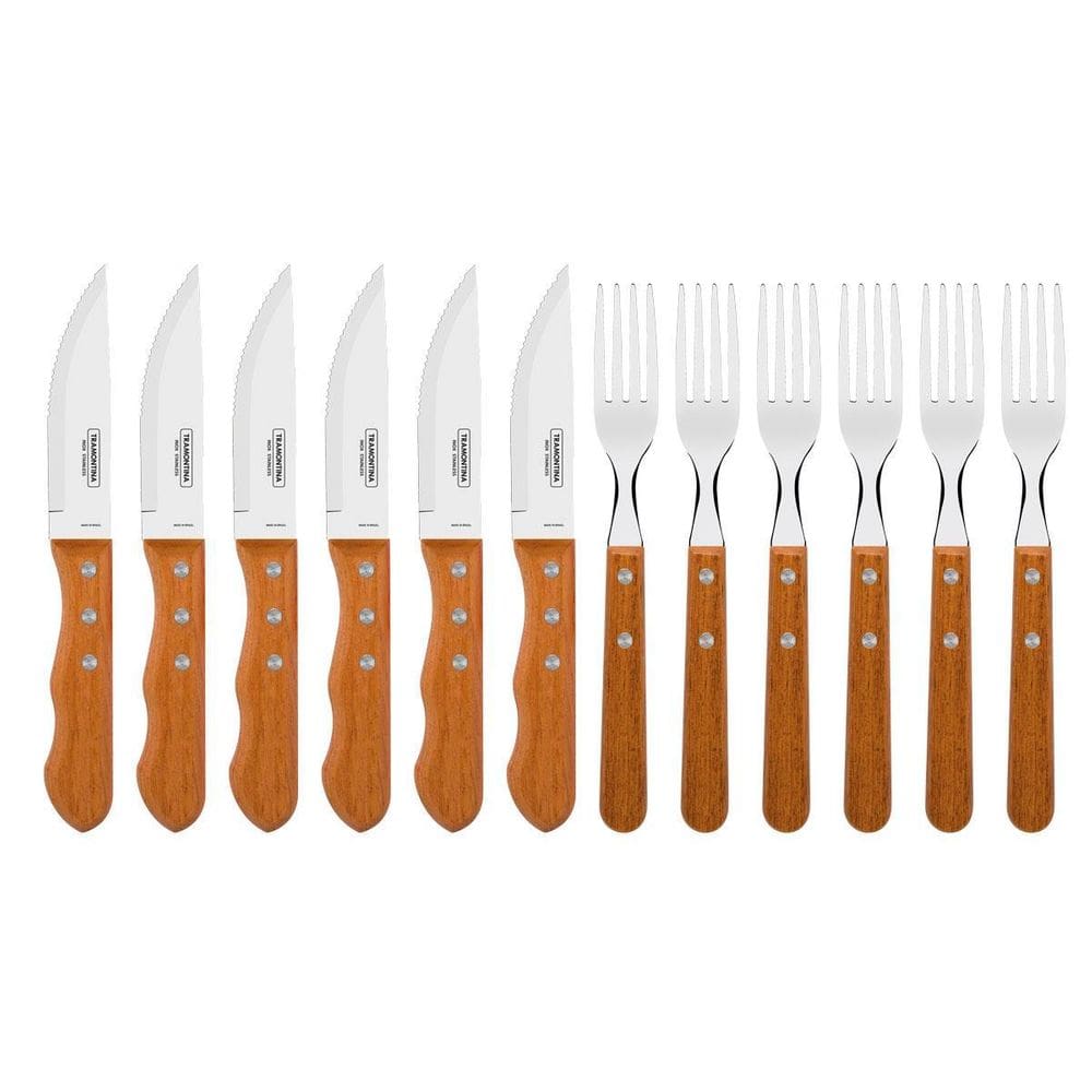 Jogo Churrasco Inox 12 Peças + Faqueiro 30 Peças + 9 Facas