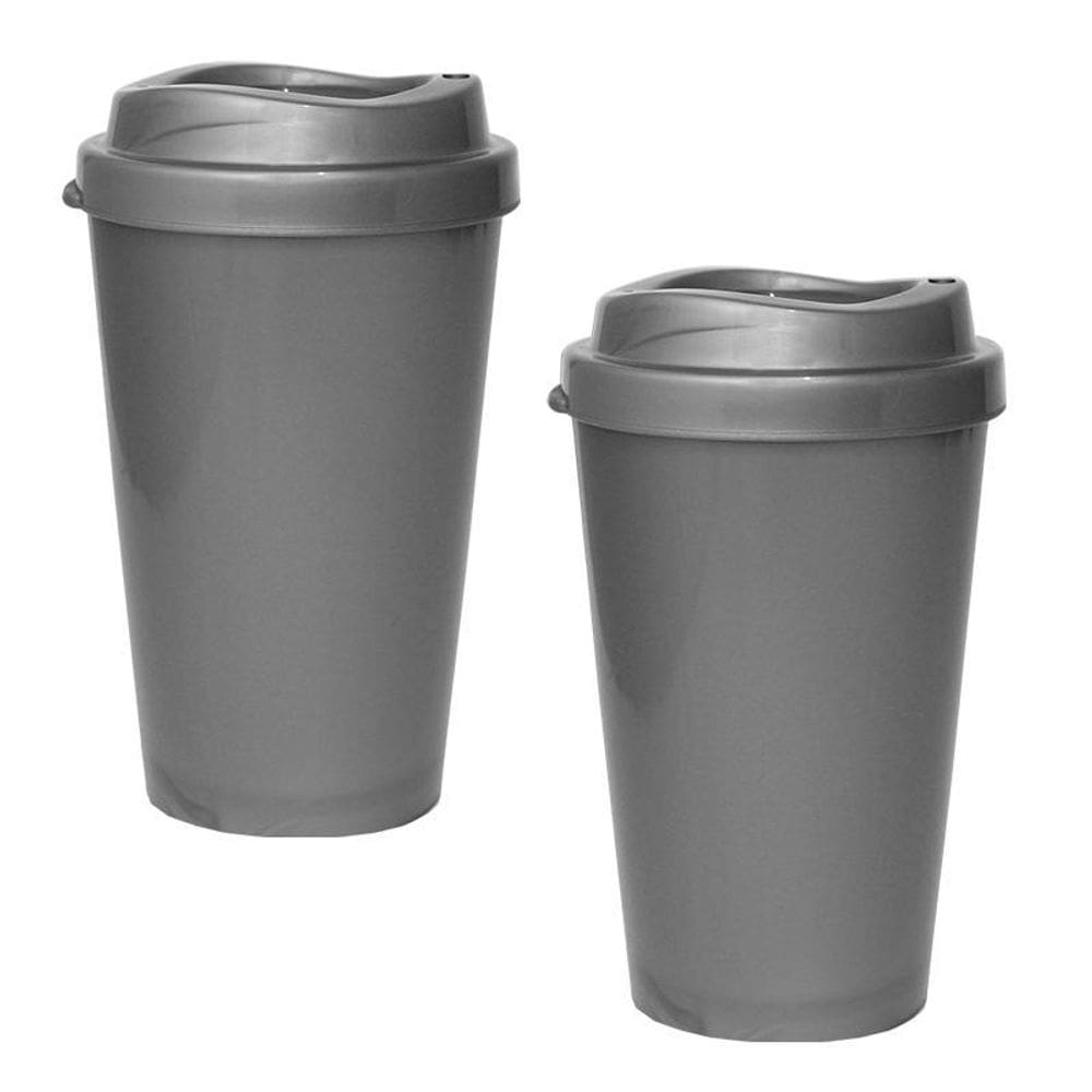 Kit 2 Copos Mug Prata 320Ml Plástico Premium