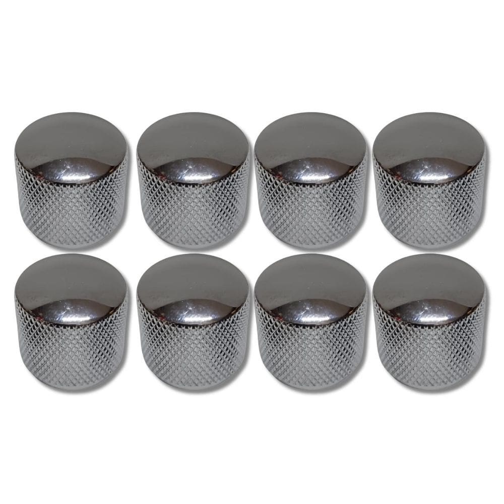 Kit 8 Knob Baixo Guitarra Metal S/ Parafuso Grande Cromado