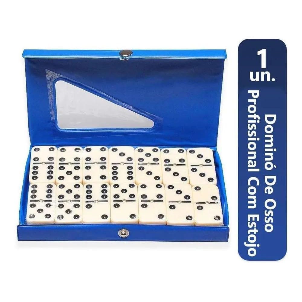 Dominó Profissional De Osso Estojo Com 28 Peças Dominó