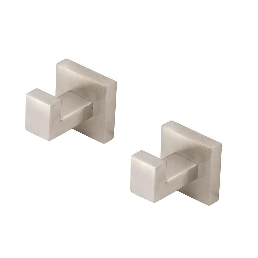 Kit 2 Porta Toalha Cabide Quadrado Inox Escovado Banheiro