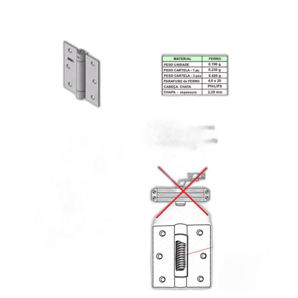 02 Dobradiça Com Mola Fechamento Automático Fechamatic Preta