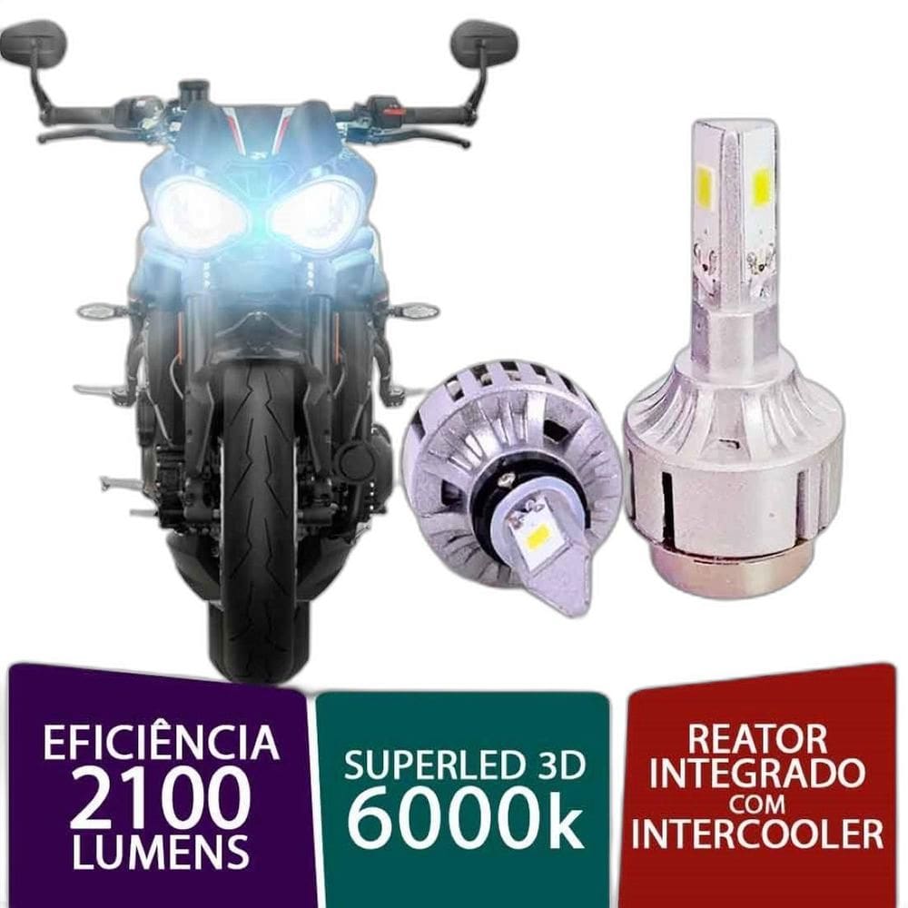 02 Lâmpadas Super Led 3D H7 6000K Para Moto Er6N 650 10/13