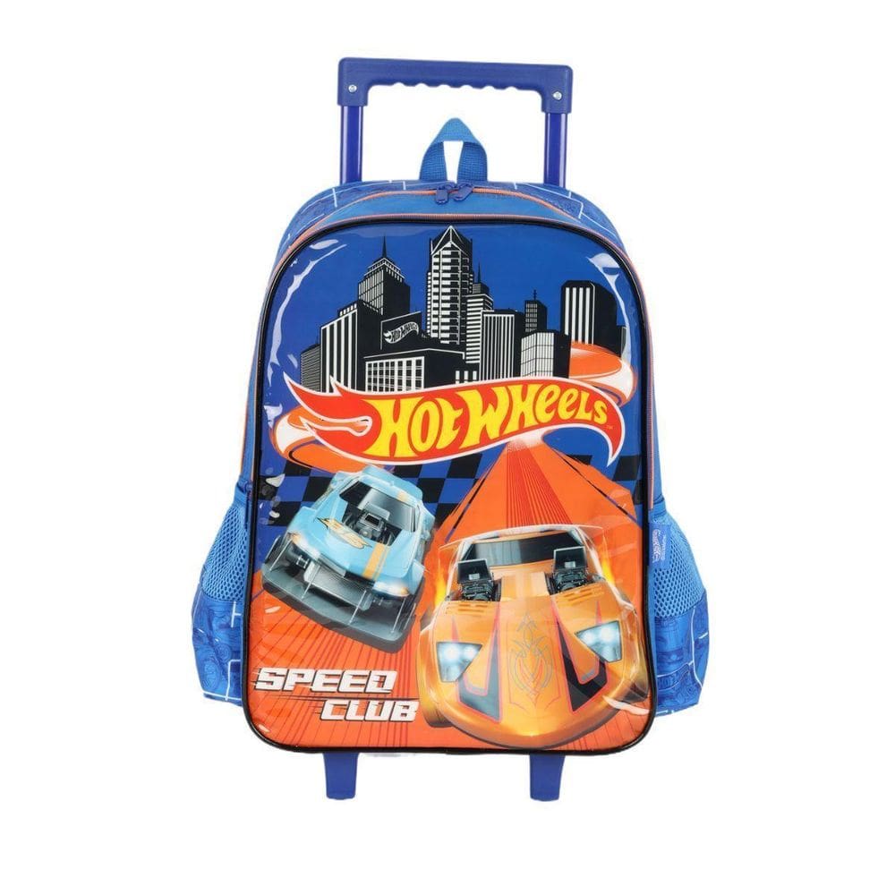 Mochila De Rodinha Azul Hot Wheels Infantil Luxcel