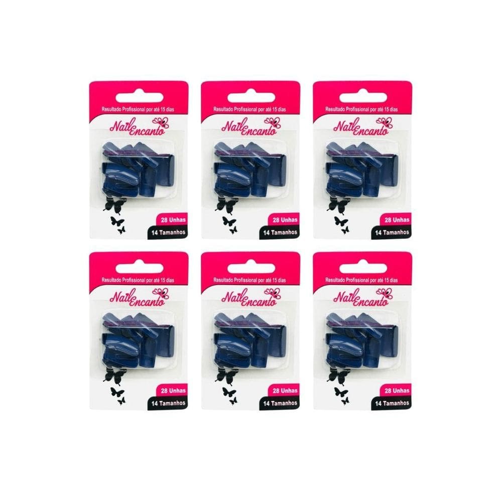 Unhas Postiças Fhaces Nail Encanto Colors Azul Com 28Un- 6Un