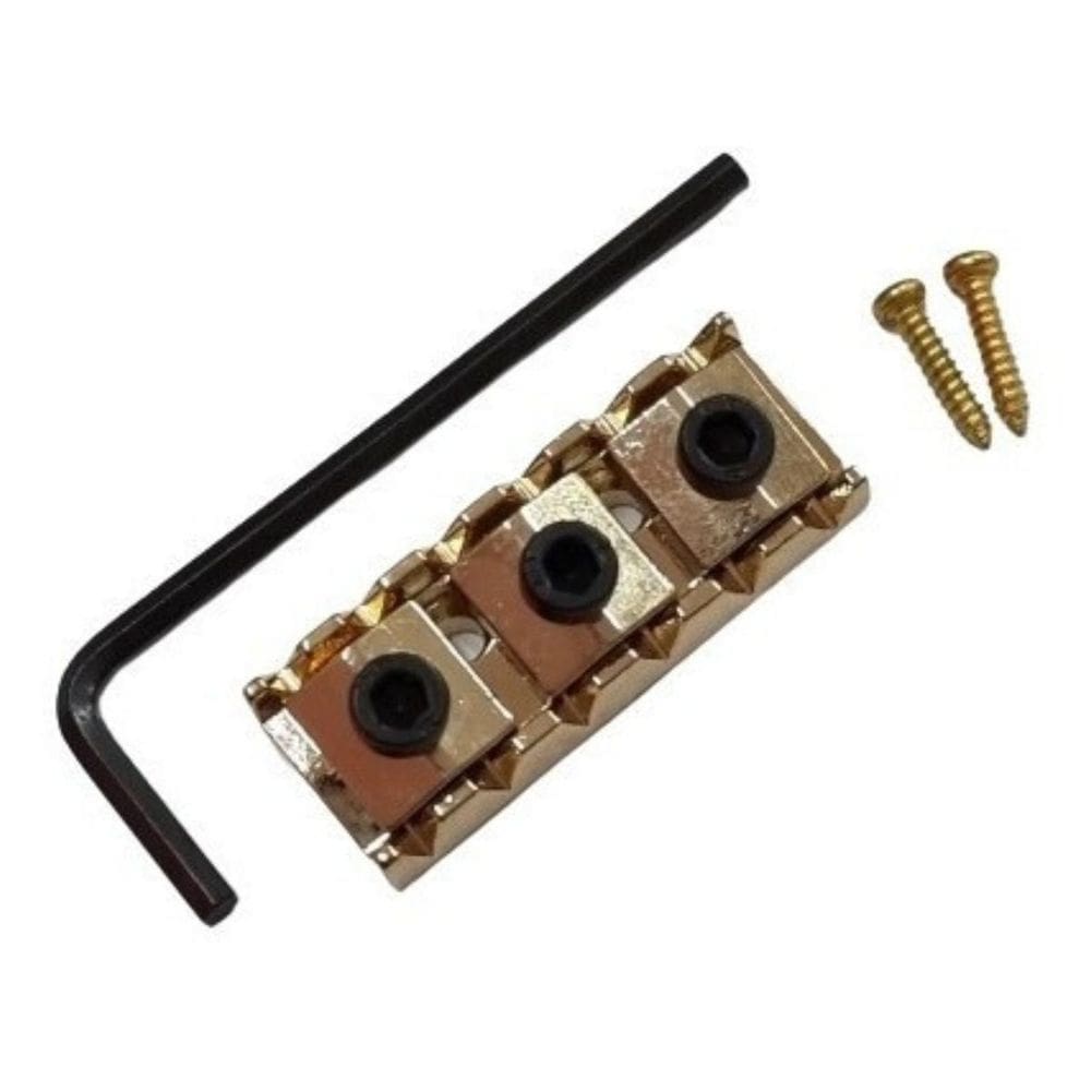 Nut Guitarra Com Trava Floyd Rose Dourada 42Mm X 15,5Mm