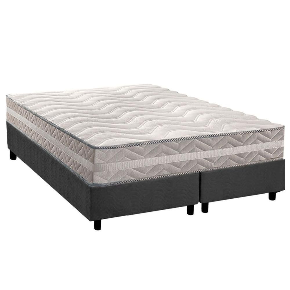 Conjunto Box Queen: Colchão Anatômico Paropas D28 / Master Prata Double Face 25 + Base CRC Suede Gray (158x198)