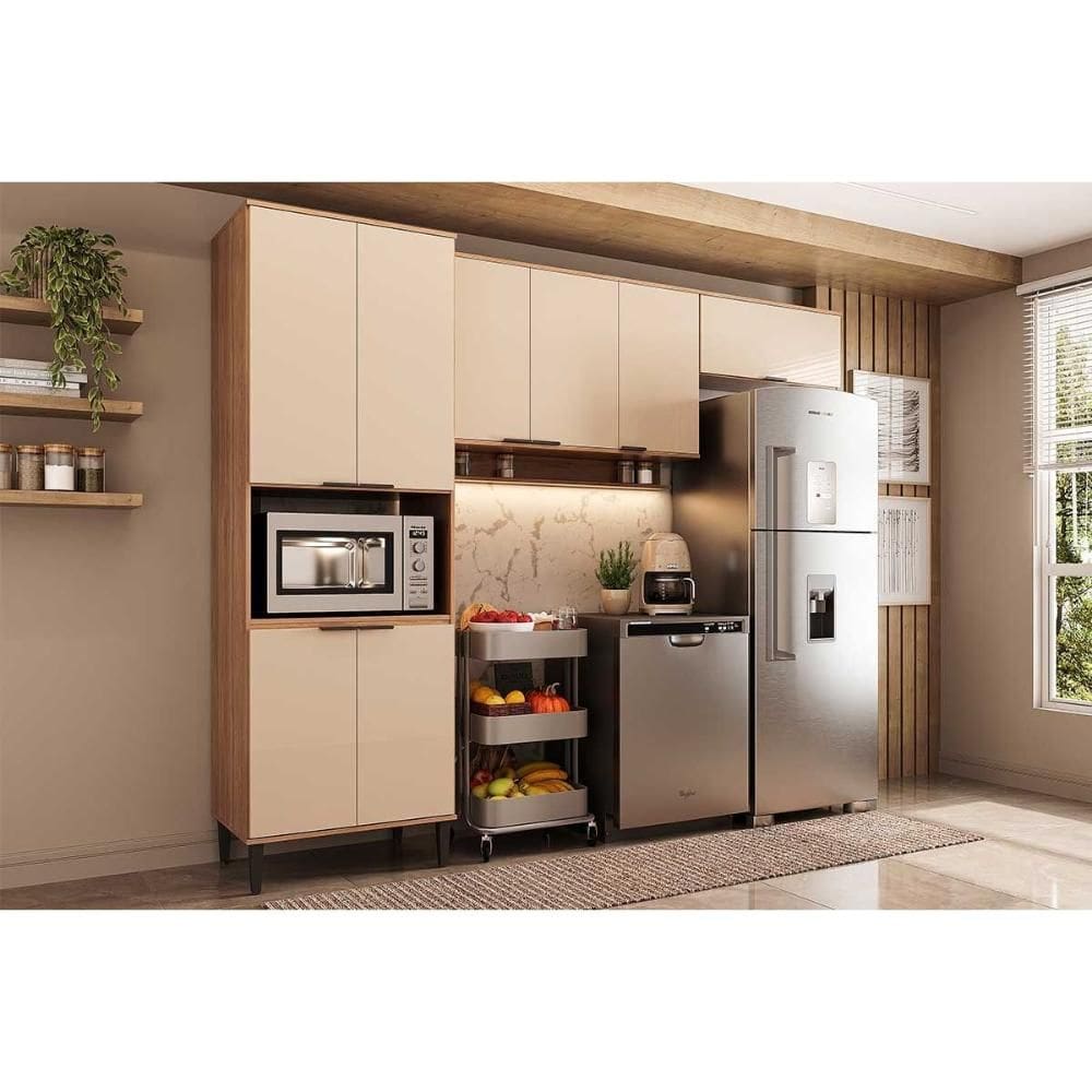 Cozinha Completa Alpha 3 Peças (2Aéreos+1Paneleiro) C3P34 Freijo/Off White - Carraro