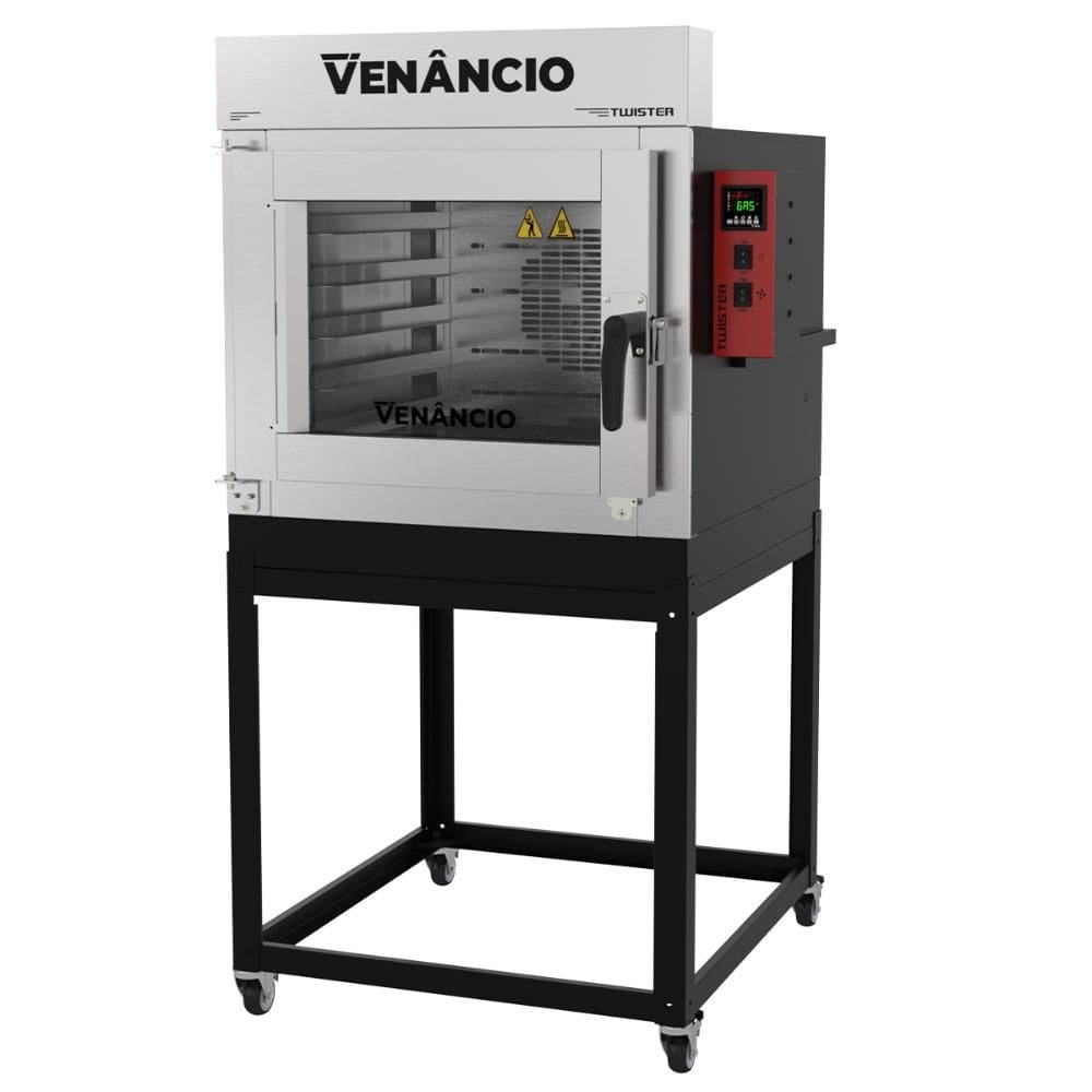 Forno Industrial Turbo Elétrico Venâncio Twister 5 Esteiras Exterior e Interior em Aço Carbono com Cavalete Trifásico 380V FVT5E