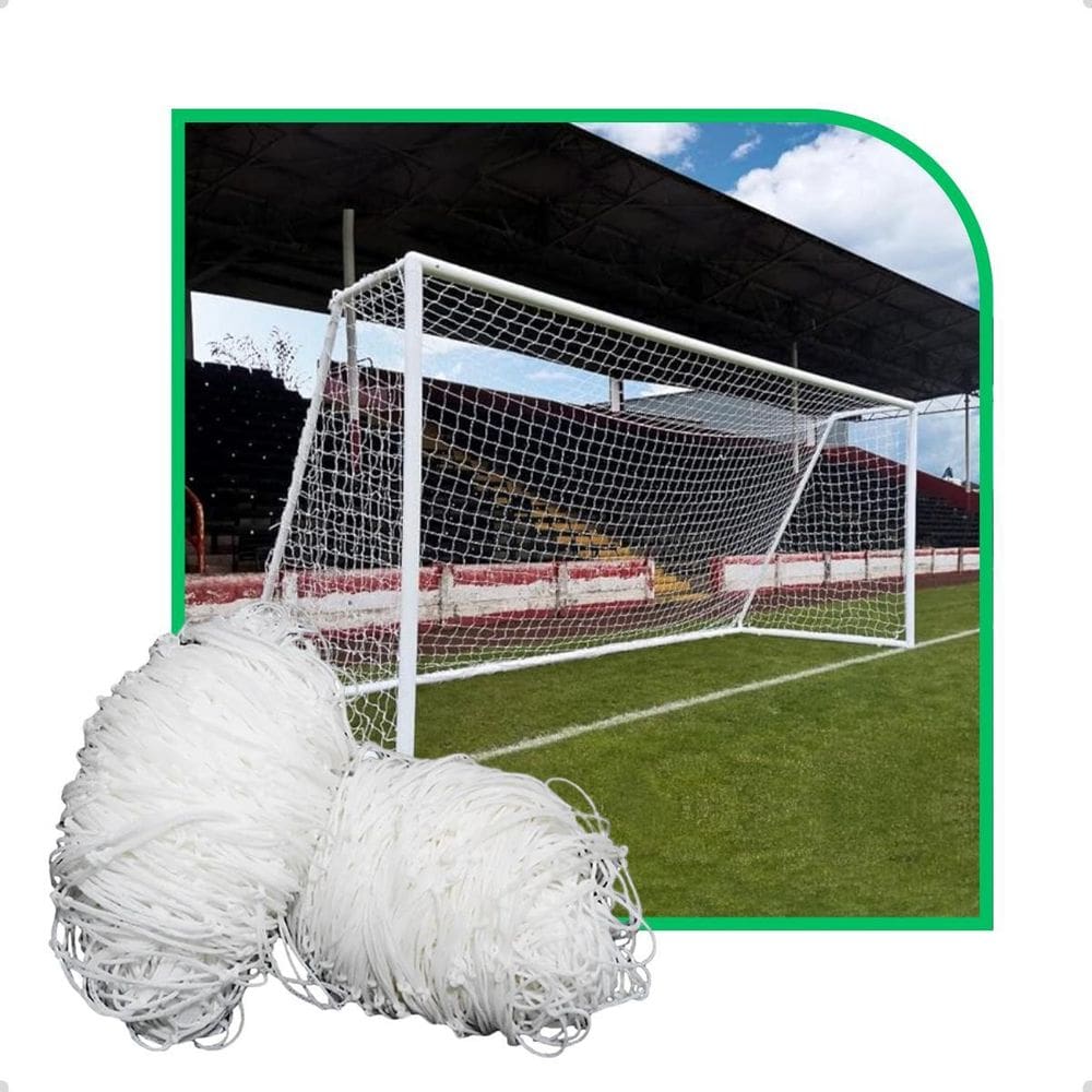 Par De Rede De Futebol Campo Quadrada Fio 4Mm Seda Sports