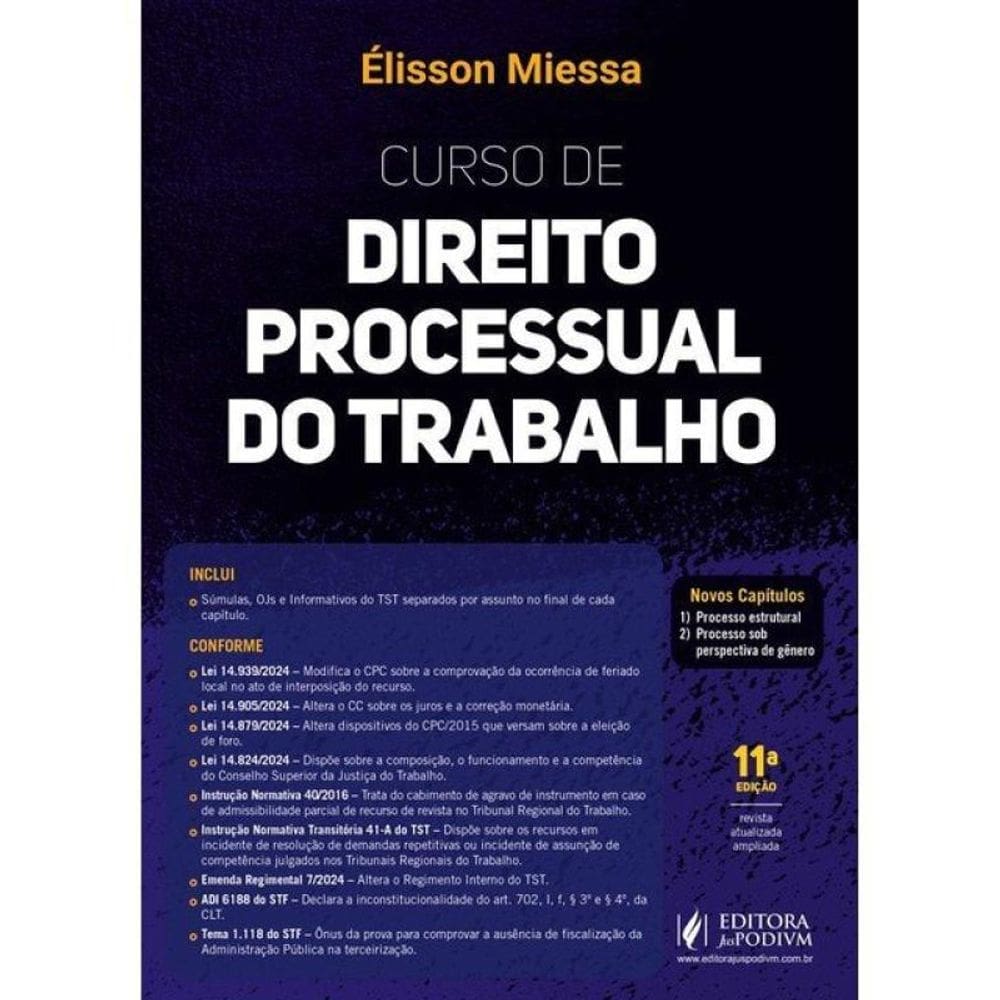 Curso De Direito Processual Do Trabalho - 2025