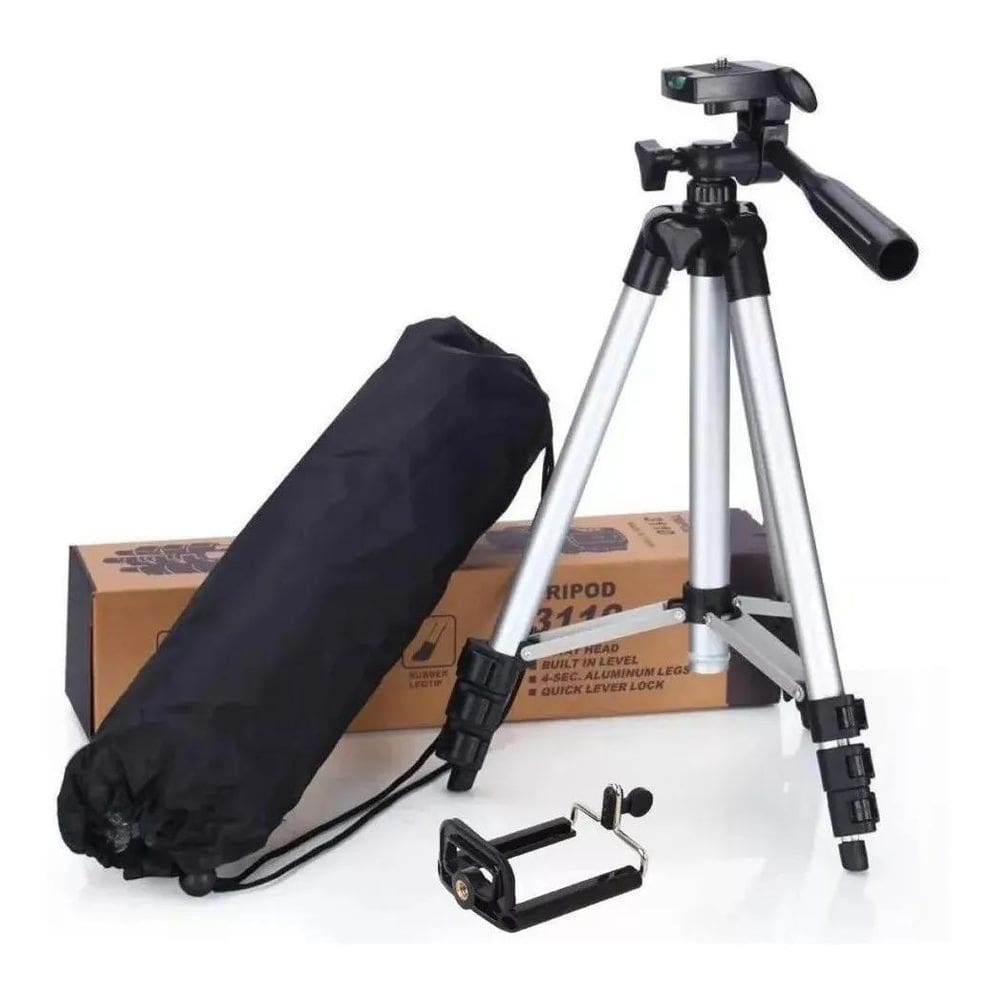 Kit Tripé Universal 1,20Mt Suporte Para Celular Câmera Bolsa