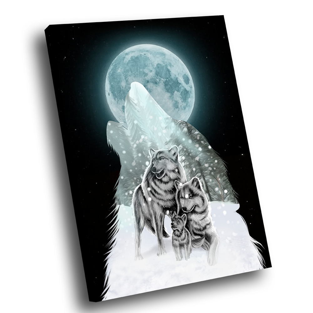 Quadro Decorativo Lobos Family