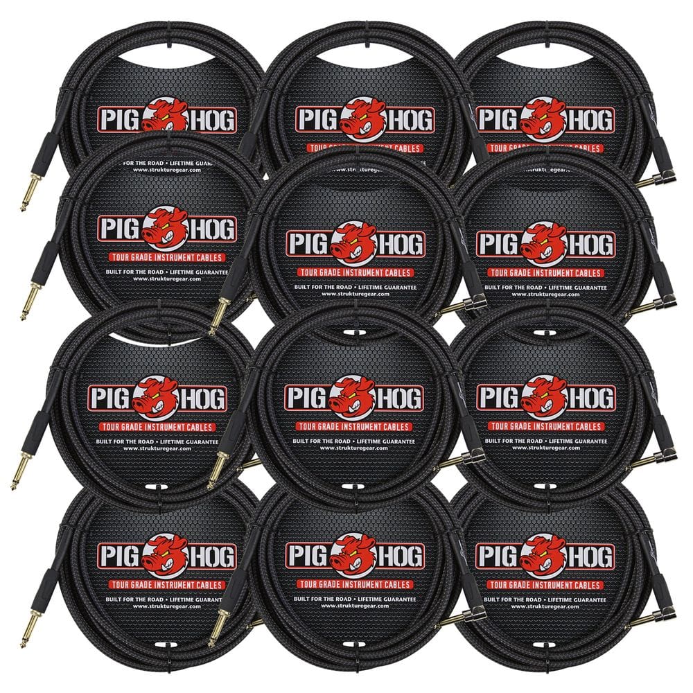 Cabo de instrumento Pig Hog Black Woven Tour Grade 10 pés x 12