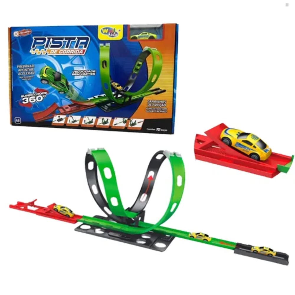 Brinquedo Pista Corrida Duplo 360° Hot Weels Looping Loop