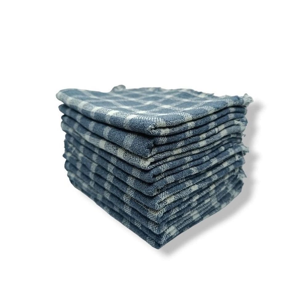 Kit 10 Pano De Chão Xadrez Saco 100% Algodão 40X60 Limpeza