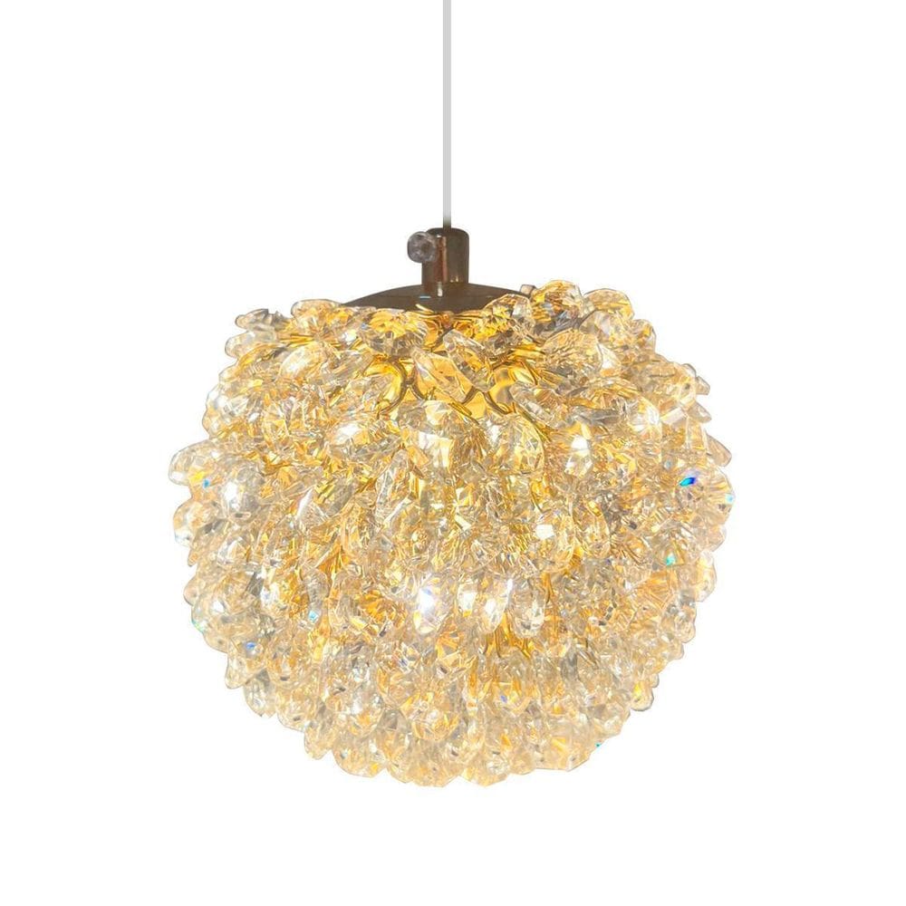 Lustre Pendente Ninho Bola Cristal Dente De Leão Gold Bivolt