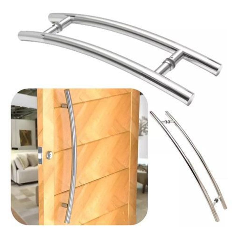 Puxador Tubular Curvo Aço Porta Madeira Vidro Belíssima 30Cm
