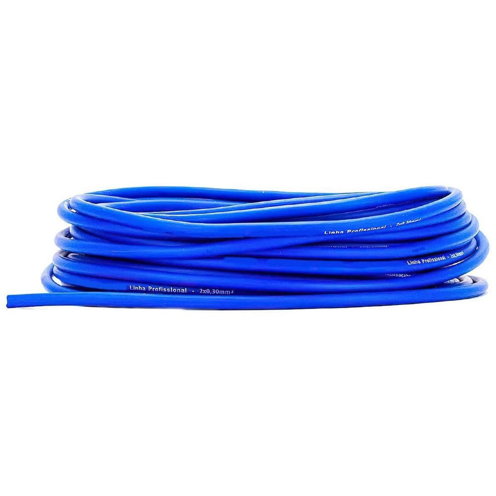 Cabo Microfone Linha Profissional 2X0,30Mm, Azul, 20M