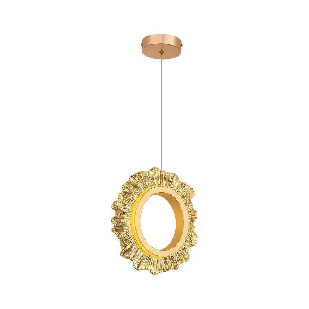 Pendente Teto Sol Anel Flor Led 3 Cores Dourado Bivolt 7W