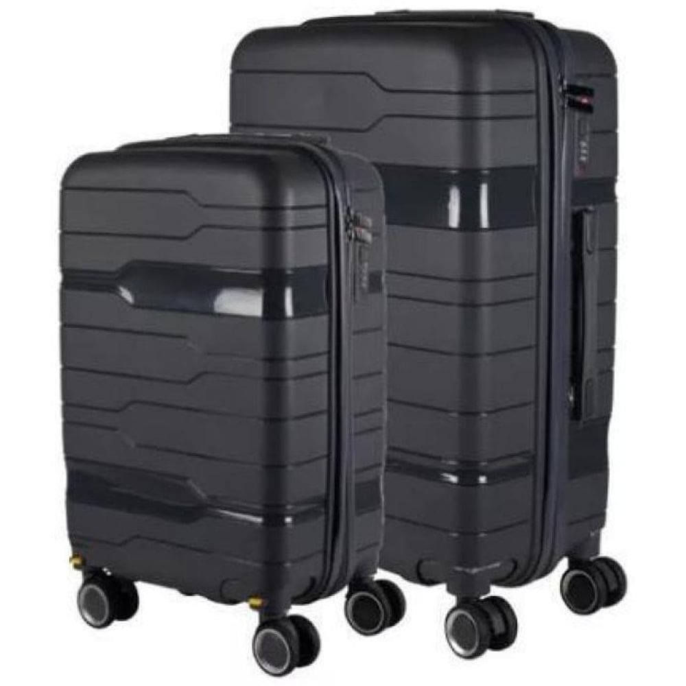 Conjunto Mala 23Kg + 10Kg Polipropileno Inquebrável Grafite
