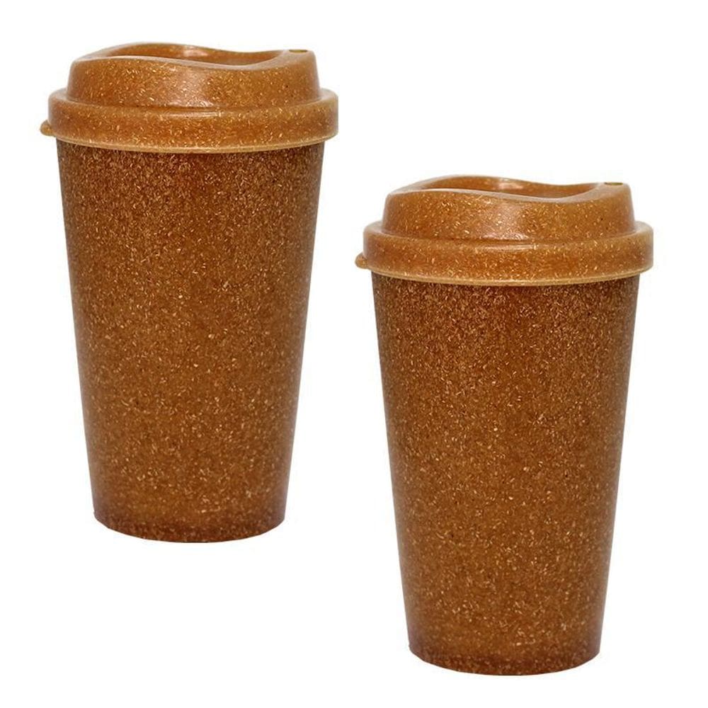 Kit 2 Copos Mug Fibra Madeira Green 320Ml
